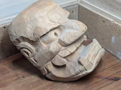 Japanese Hannya Mask Hand Carved Wood Signed 2001 Noh Demon Mask