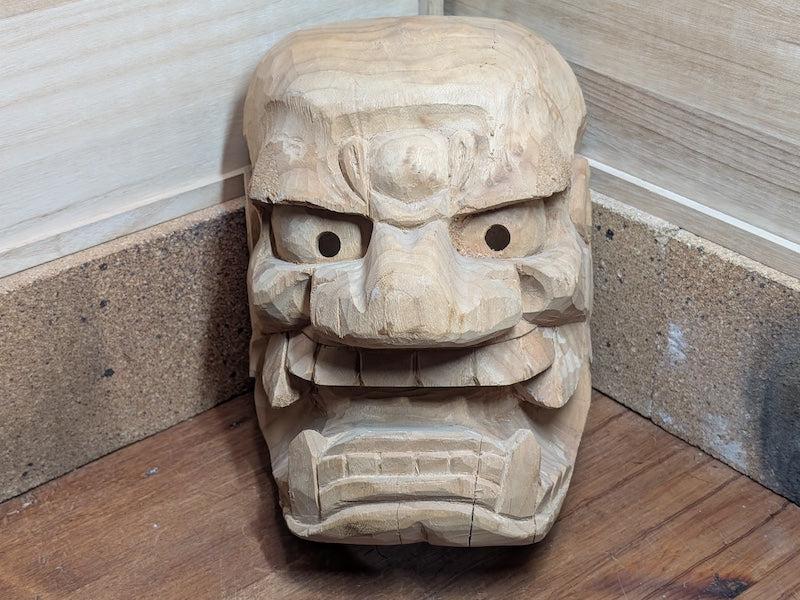 Japanese Hannya Mask Hand Carved Wood Signed 2001 Noh Demon Mask