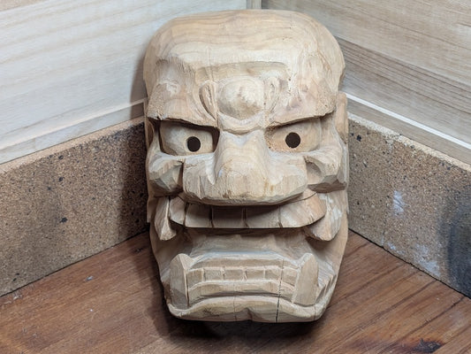 Japanese Hannya Mask Hand Carved Wood Signed 2001 Noh Demon Mask