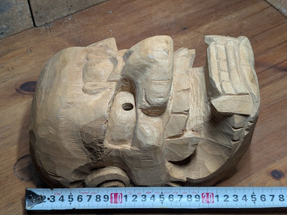 Japanese Hannya Mask Hand Carved Wood Signed 2001 Noh Demon Mask