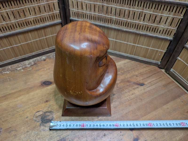 Traditional Japanese Showa 62 Solid Wood Daruma Hand-Carved 3kg Japan Auction