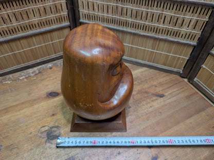 Traditional Japanese Showa 62 Solid Wood Daruma Hand-Carved 3kg Japan Auction