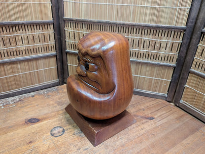 Traditional Japanese Showa 62 Solid Wood Daruma Hand-Carved 3kg Japan Auction