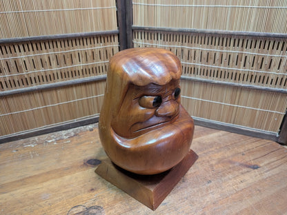 Traditional Japanese Showa 62 Solid Wood Daruma Hand-Carved 3kg Japan Auction