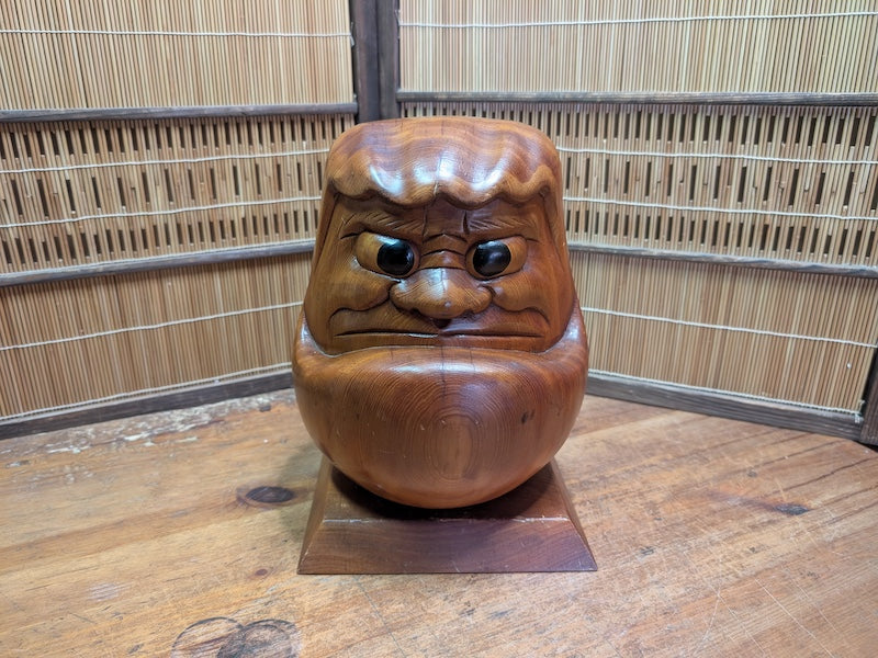 Traditional Japanese Showa 62 Solid Wood Daruma Hand-Carved 3kg Japan Auction