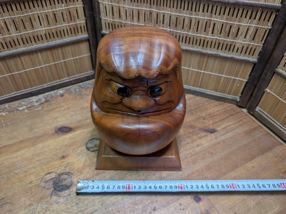 Traditional Japanese Showa 62 Solid Wood Daruma Hand-Carved 3kg Japan Auction