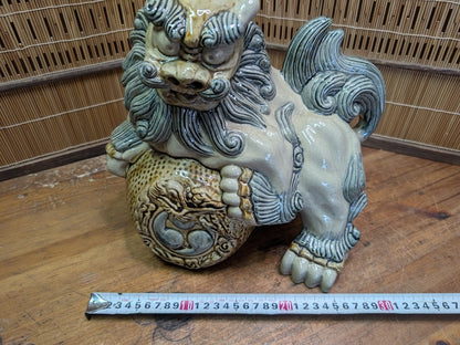 Vintage Okinawa Shisa Guardian Lion Giant Ceramic Statue Japan Art