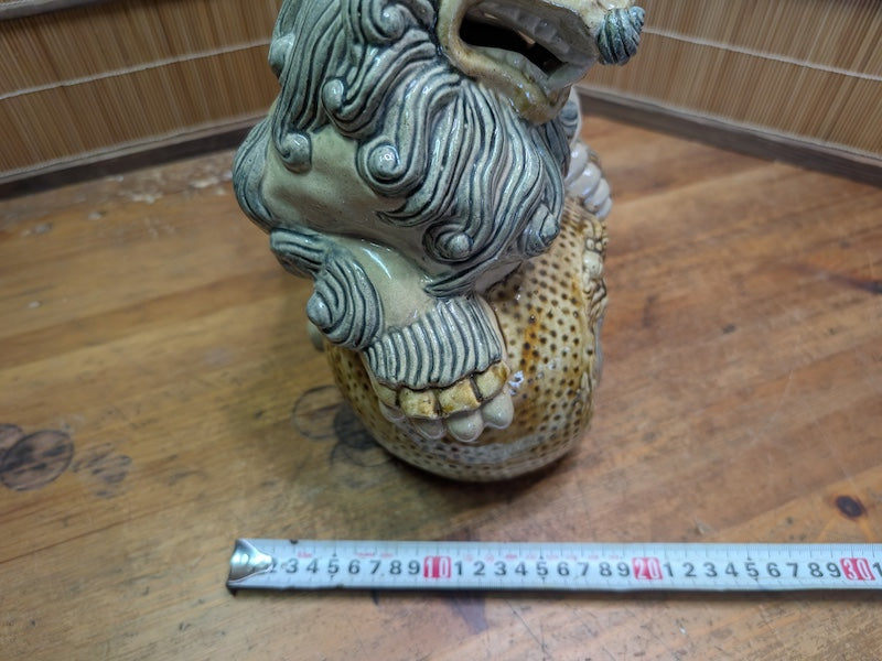 Vintage Okinawa Shisa Guardian Lion Giant Ceramic Statue Japan Art
