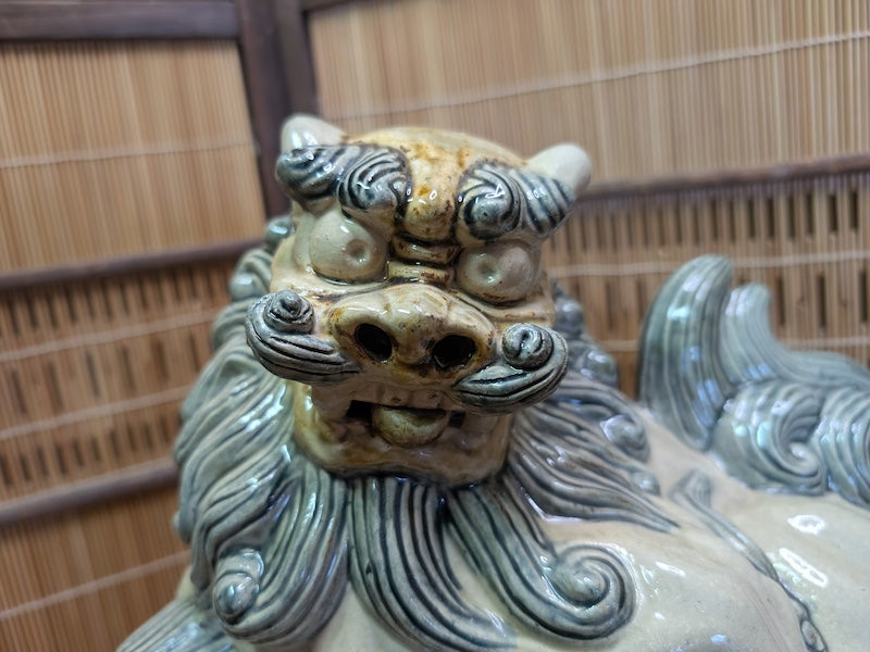 Vintage Okinawa Shisa Guardian Lion Giant Ceramic Statue Japan Art