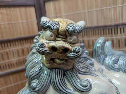 Vintage Okinawa Shisa Guardian Lion Giant Ceramic Statue Japan Art