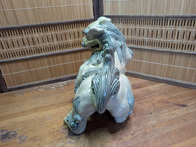 Vintage Okinawa Shisa Guardian Lion Giant Ceramic Statue Japan Art