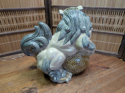 Vintage Okinawa Shisa Guardian Lion Giant Ceramic Statue Japan Art