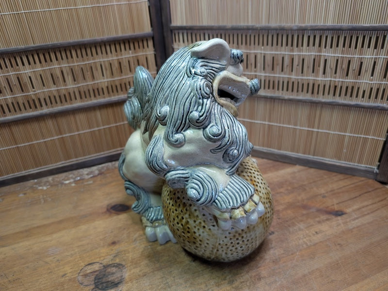 Vintage Okinawa Shisa Guardian Lion Giant Ceramic Statue Japan Art
