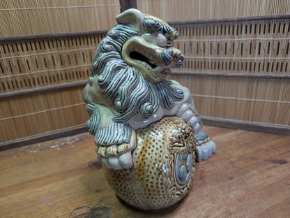 Vintage Okinawa Shisa Guardian Lion Giant Ceramic Statue Japan Art