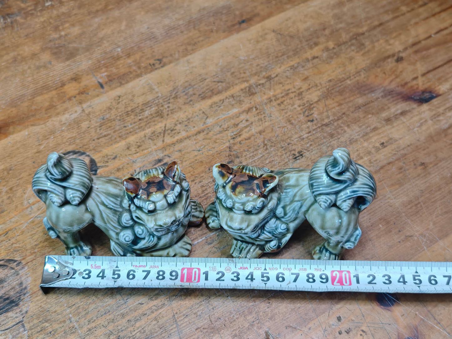 Traditional Okinawan Shisa Lion Pair 1970s Ceramic Pottery Protection Symbol