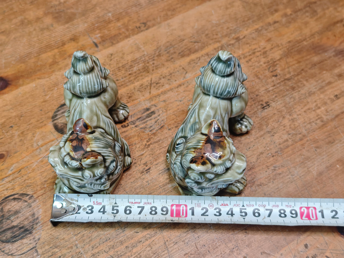 Traditional Okinawan Shisa Lion Pair 1970s Ceramic Pottery Protection Symbol