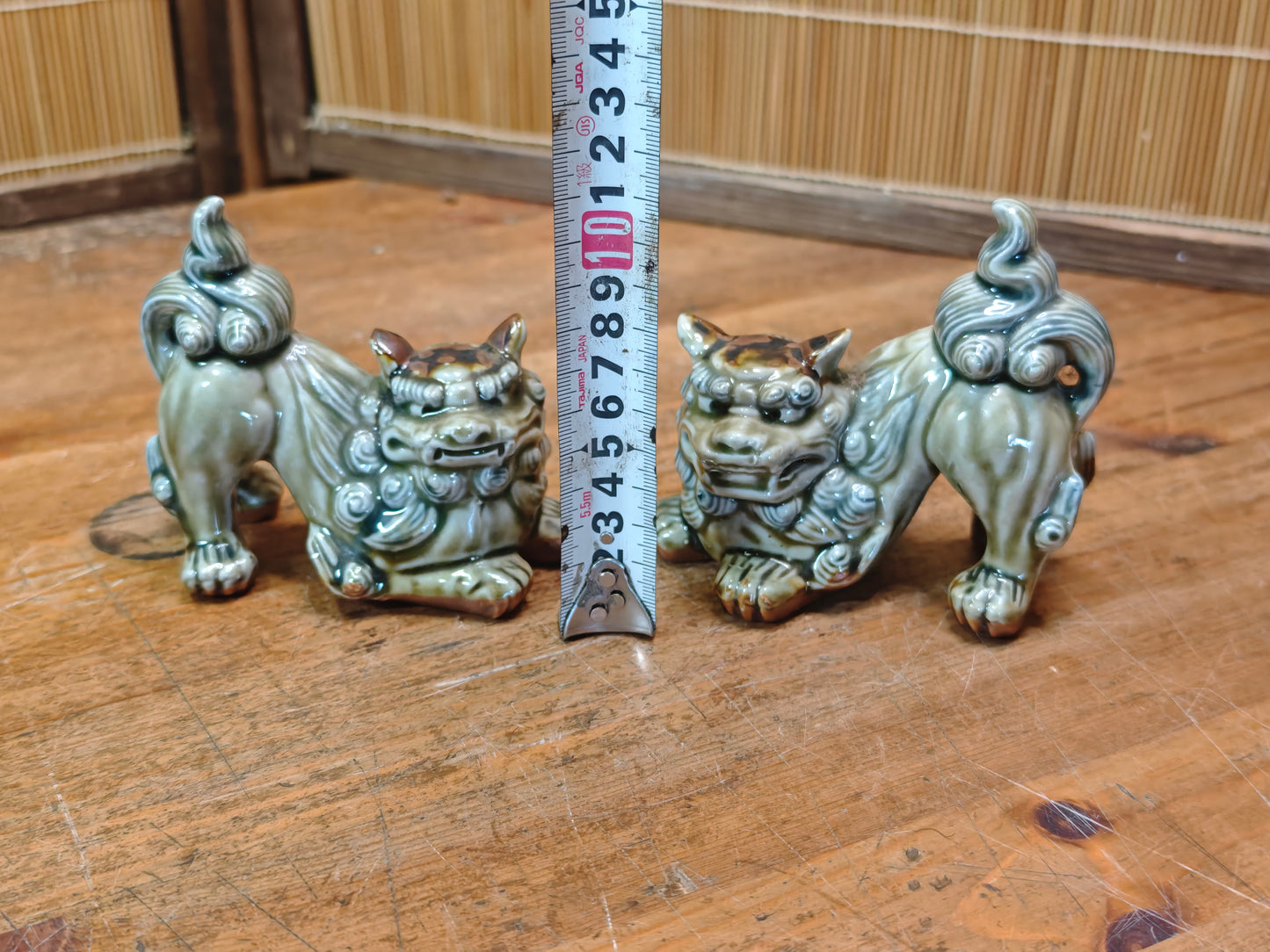 Traditional Okinawan Shisa Lion Pair 1970s Ceramic Pottery Protection Symbol