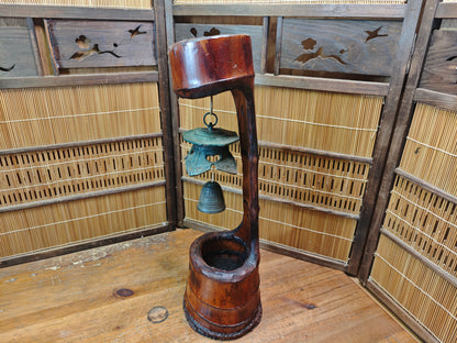 Unique Japanese Nambu Wind Bell 1950s Rebuilt Bamboo Art Signed Decor