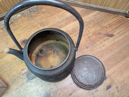 Vintage Japanese Tetsubin Crane & Turtle Iron Kettle Signed Seal
