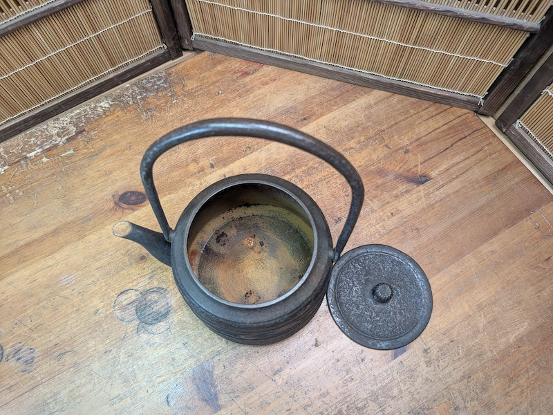Vintage Japanese Tetsubin Crane & Turtle Iron Kettle Signed Seal