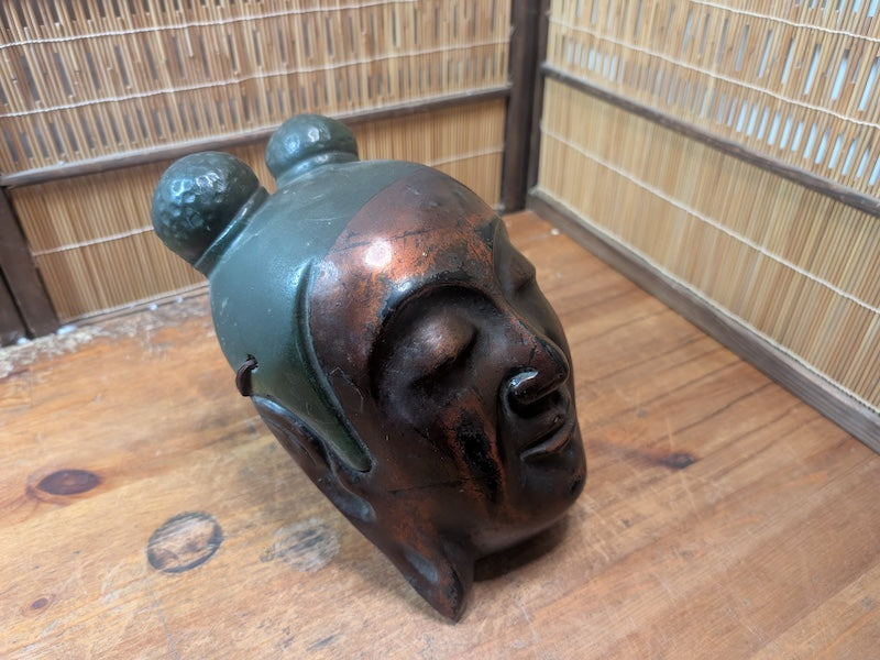 Vintage 1940s Japanese Buddha Head Wall Hanging Mixed Material Art