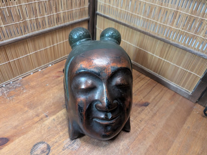 Vintage 1940s Japanese Buddha Head Wall Hanging Mixed Material Art