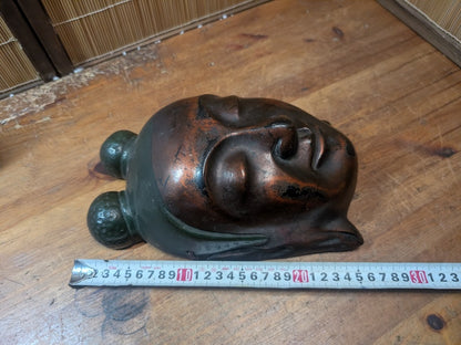 Vintage 1940s Japanese Buddha Head Wall Hanging Mixed Material Art