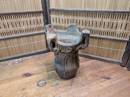 1940s Japanese Jomon Pottery Replica Flame Kaen Doki Vessel Decor