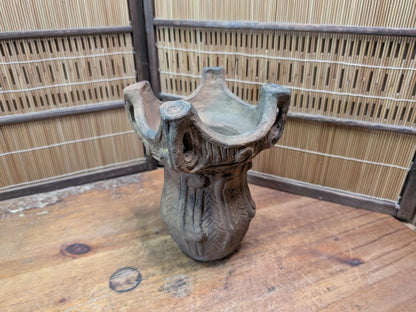 1940s Japanese Jomon Pottery Replica Flame Kaen Doki Vessel Decor