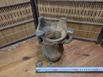 1940s Japanese Jomon Pottery Replica Flame Kaen Doki Vessel Decor