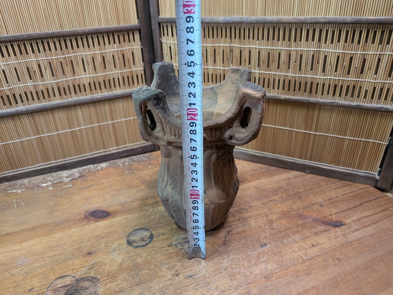 1940s Japanese Jomon Pottery Replica Flame Kaen Doki Vessel Decor