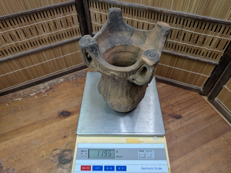 1940s Japanese Jomon Pottery Replica Flame Kaen Doki Vessel Decor