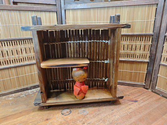 Vintage Japanese 1940s Wooden Shelf Rustic Display Storage Japan