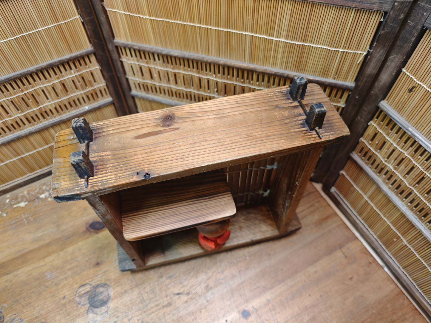 Vintage Japanese 1940s Wooden Shelf Rustic Display Storage Japan