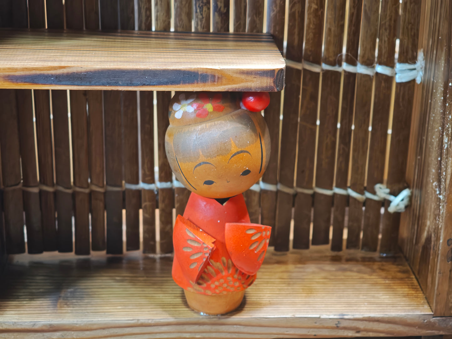 Vintage Japanese 1940s Wooden Shelf Rustic Display Storage Japan