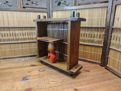 Vintage Japanese 1940s Wooden Shelf Rustic Display Storage Japan
