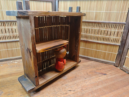 Vintage Japanese 1940s Wooden Shelf Rustic Display Storage Japan