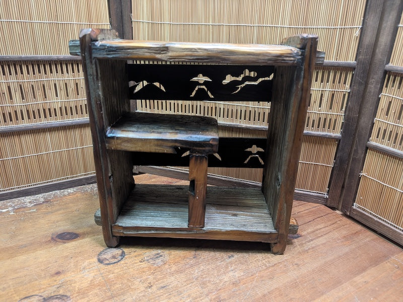Vintage Japanese Wood Shelf Box Handmade Rustic Storage Display