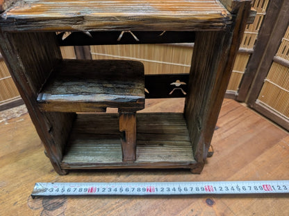 Vintage Japanese Wood Shelf Box Handmade Rustic Storage Display