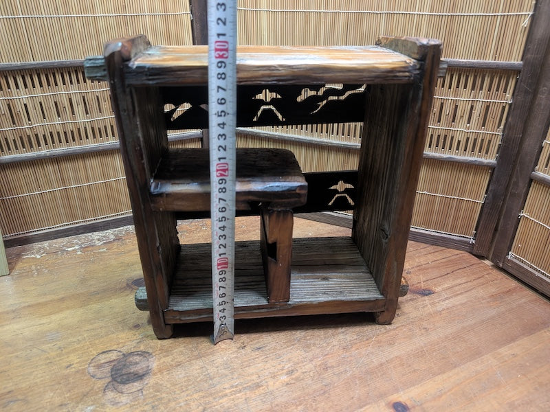 Vintage Japanese Wood Shelf Box Handmade Rustic Storage Display