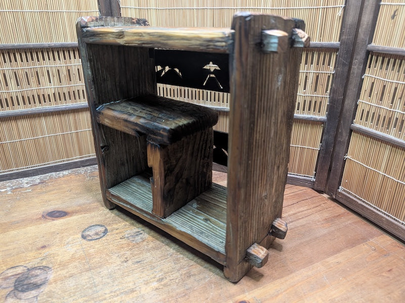 Vintage Japanese Wood Shelf Box Handmade Rustic Storage Display