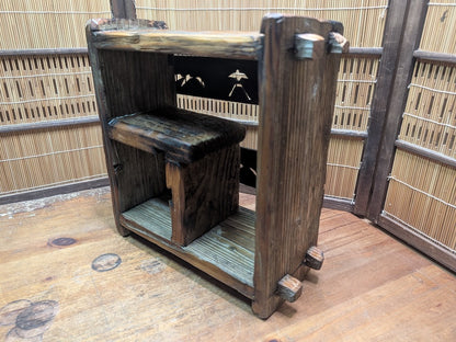 Vintage Japanese Wood Shelf Box Handmade Rustic Storage Display