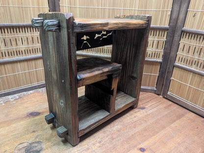 Vintage Japanese Wood Shelf Box Handmade Rustic Storage Display