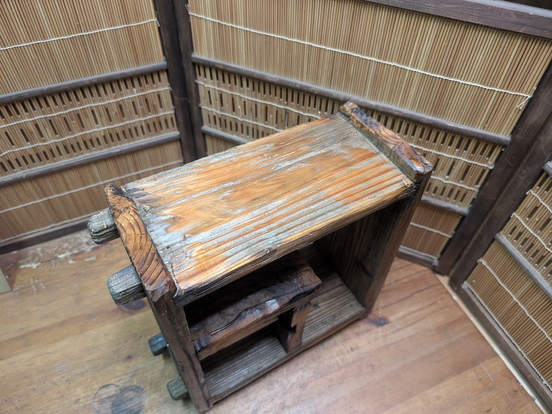 Vintage Japanese Wood Shelf Box Handmade Rustic Storage Display