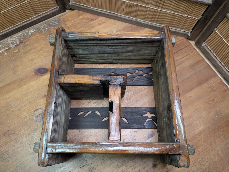 Vintage Japanese Wood Shelf Box Handmade Rustic Storage Display