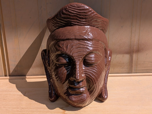 1950s Japanese Buddha Mask Ceramic Wall Art Government Auction Japan