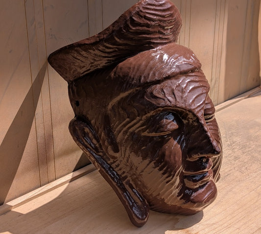1950s Japanese Buddha Mask Ceramic Wall Art Government Auction Japan