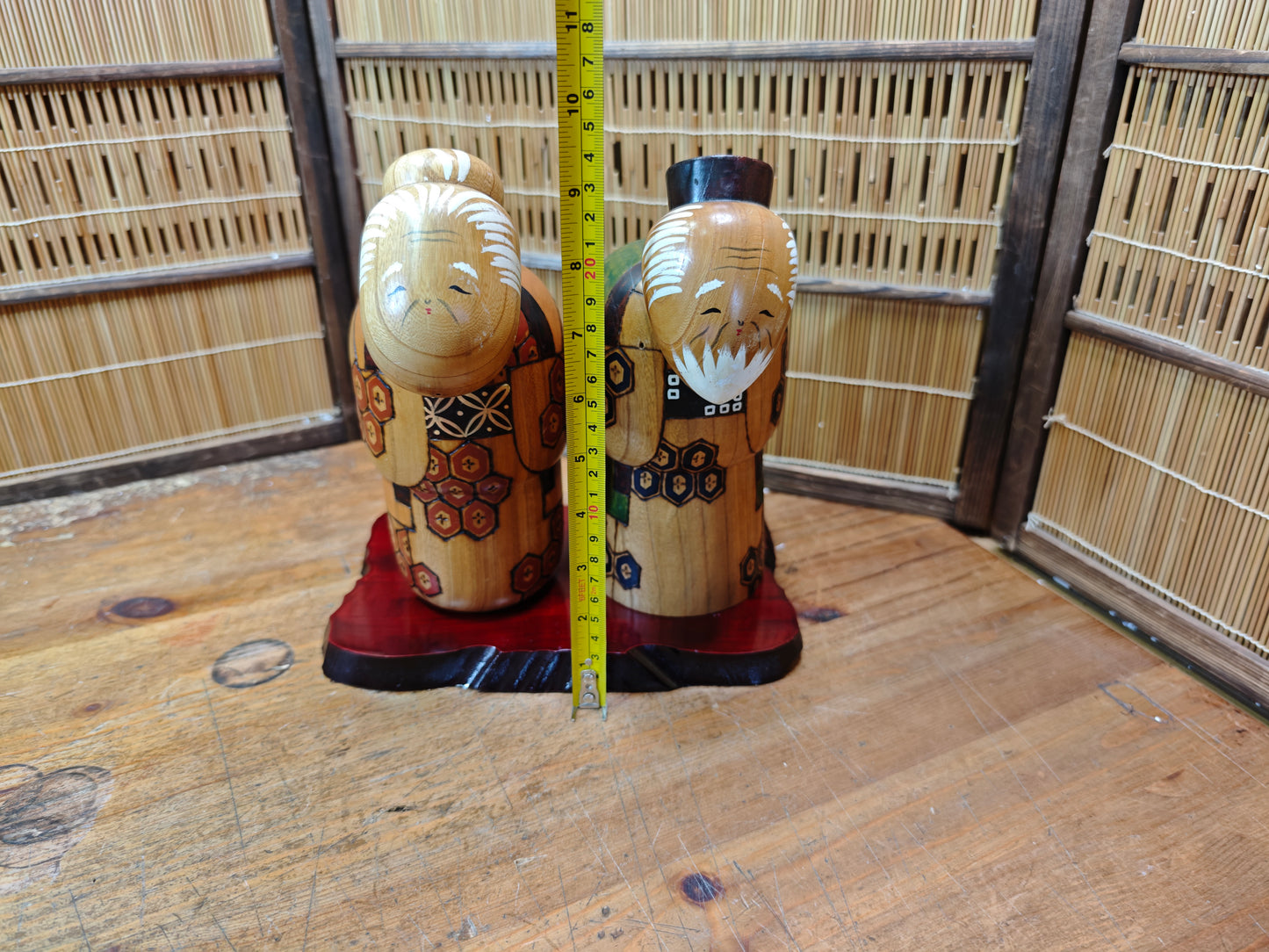 Vintage Japanese Kokeshi Doll Set Signed Hand-Carved Folk Art