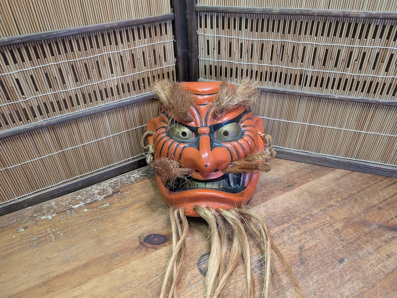 Authentic Japanese Signed Kagura Mask Vintage Shinto Pottery Wall Art
