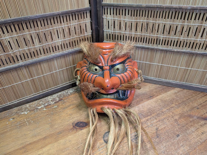 Authentic Japanese Signed Kagura Mask Vintage Shinto Pottery Wall Art